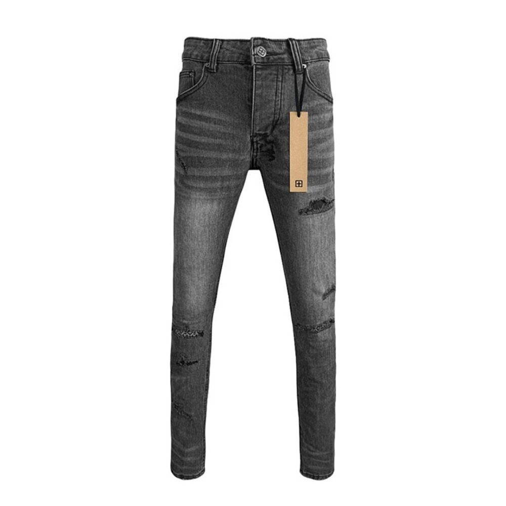 Ksubi Grey Ripped Pattern Bottom Skinny Jeans